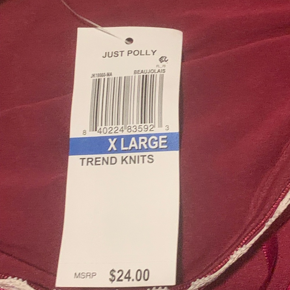 Just Polly Elegant Magenta Off-Shoulder Blouse Size XL - Picture 4 of 4